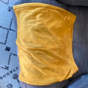 Mustard velvet zip up skirt